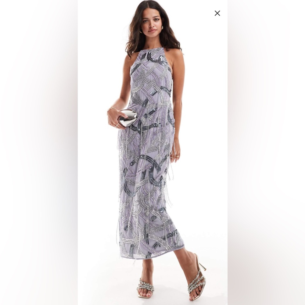 Gray Spaghetti Strap Maxi Gown for Wedding Guests